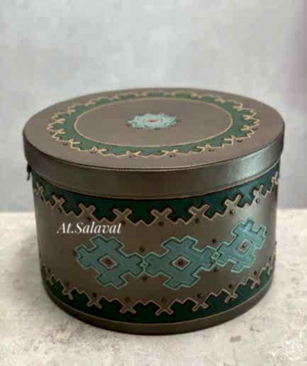 Подарочная упаковка «Юрта» - L Дизайнерская коробка (подарочная) из кожи