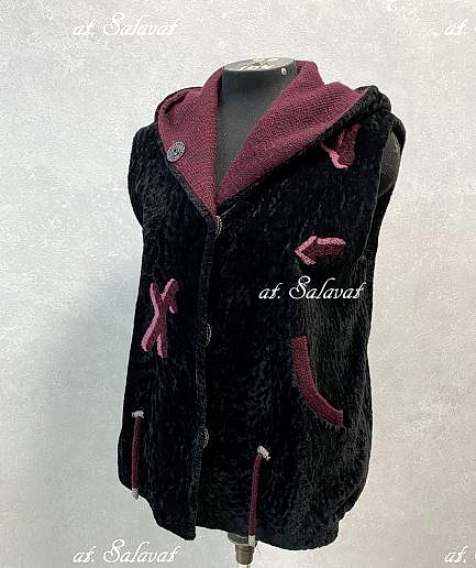 Рубашка из меха лисы - огневка Жилет из астрагана с капюшоном