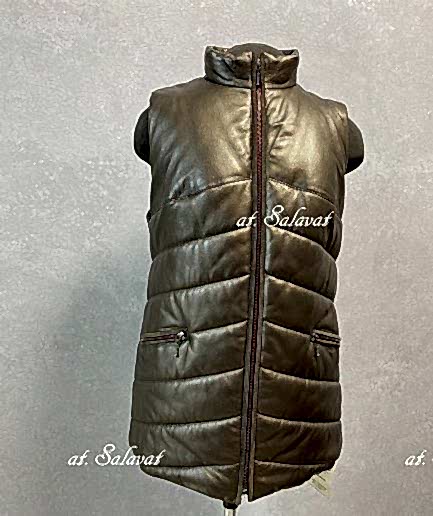 Жилет из меха норки с воротником из куницы Жилет из кожи