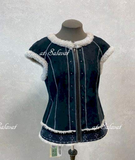 Жилет из меха норки с воротником из куницы Жилет из итальянской дубленки