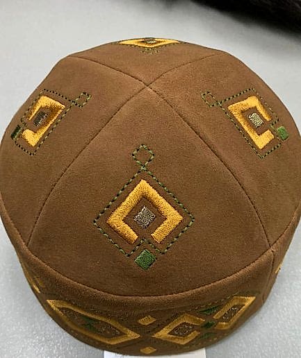 Башкирская тюбетейка из замши Мусульманский головной убор тюбетейка