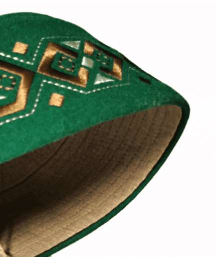 Зеленая тюбетейка мужская из сукна с вышивкой №1 Зеленая тюбетейка мужская из сукна с вышивкой №1