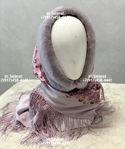 Шелковый платок с мехом норки