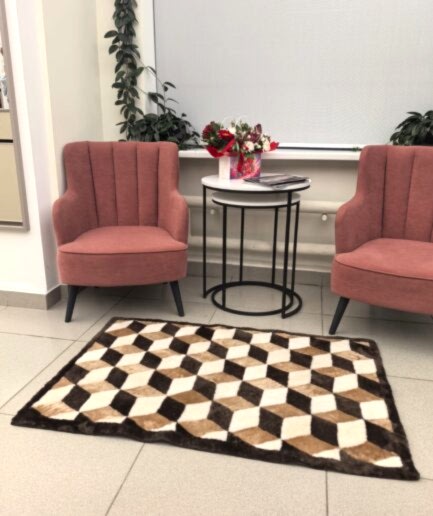 Интерьерный ковер "Цветы Башкирии" из натурального меха мутон D125 Ковер интерьерный 3D из натурального меха мутон 135*95