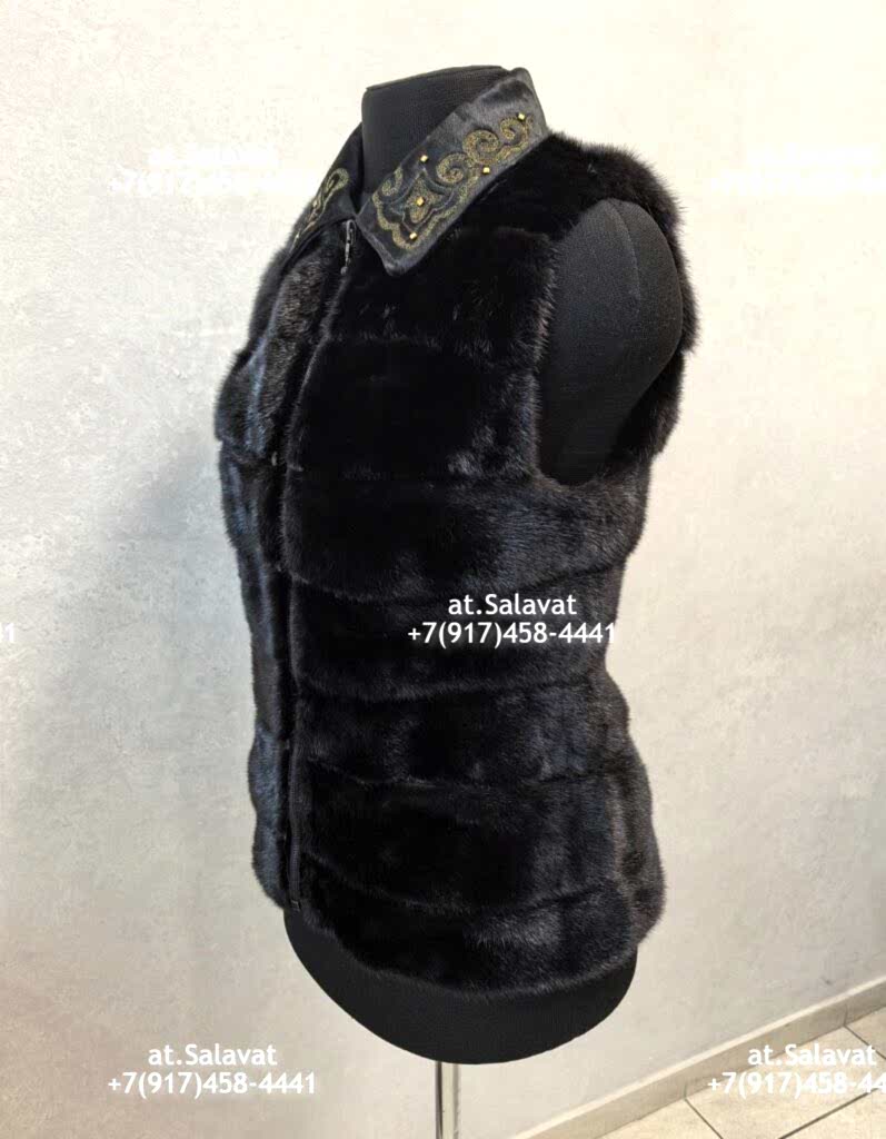 Черный женский жилет из дубленой овчины Черный женский жилет из дубленой овчины