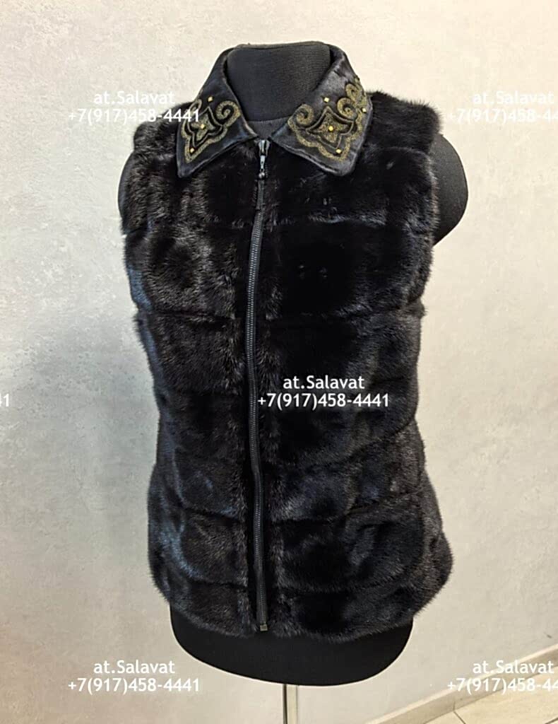 Черный женский жилет из дубленой овчины Черный женский жилет из дубленой овчины