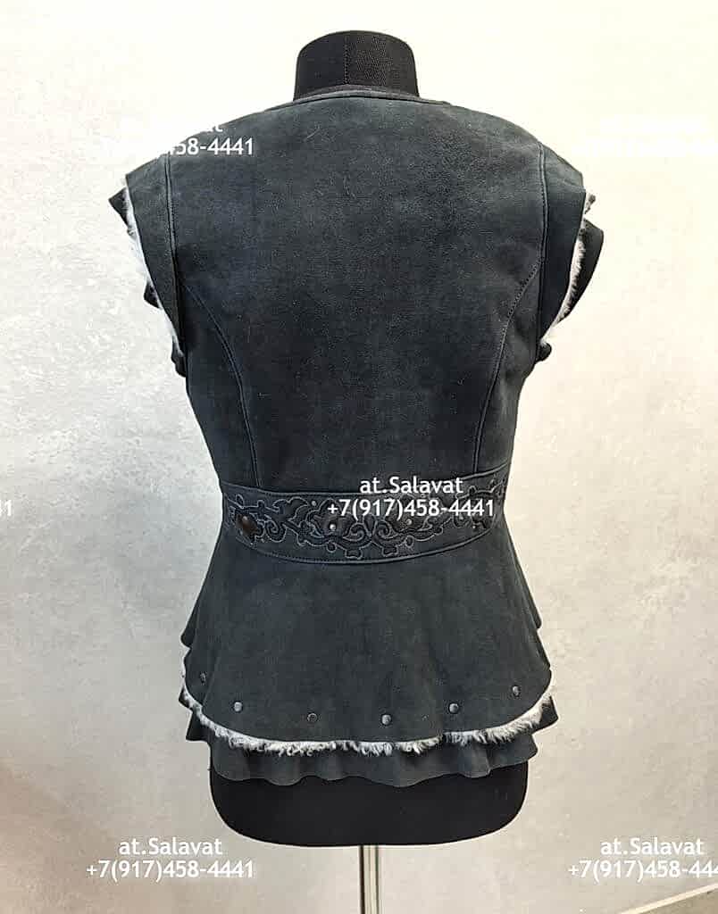 Черный женский жилет из дубленой овчины Черный женский жилет из дубленой овчины