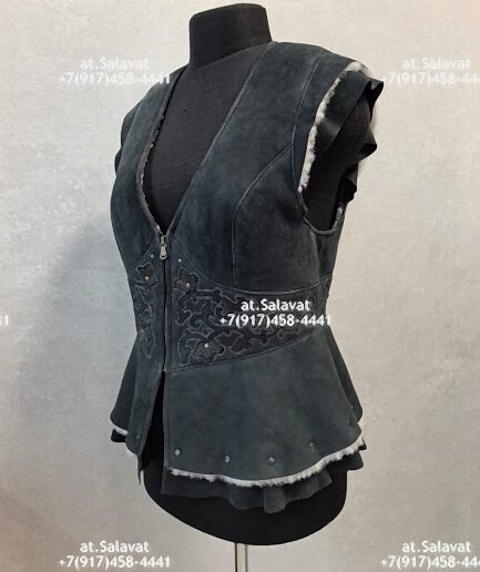 Черный женский жилет из дубленой овчины Черный женский жилет из дубленой овчины