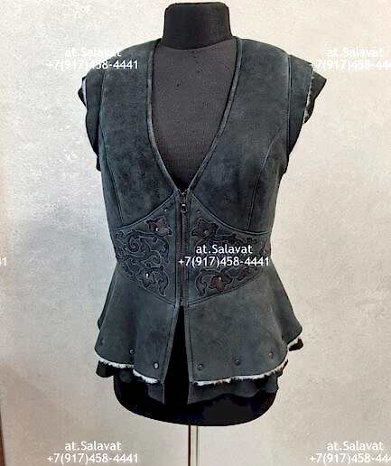 Черный женский жилет из дубленой овчины Черный женский жилет из дубленой овчины