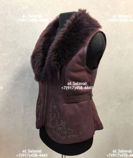 Черный женский жилет из дубленой овчины Черный женский жилет из дубленой овчины