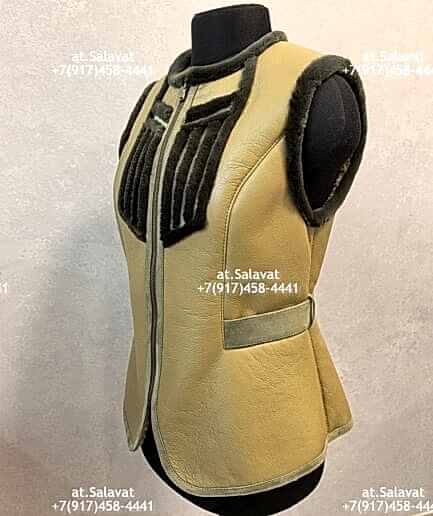 Черный женский жилет из дубленой овчины Женский жилет из итальянской дубленой овчины