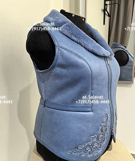 Черный женский жилет из дубленой овчины Черный женский жилет из дубленой овчины